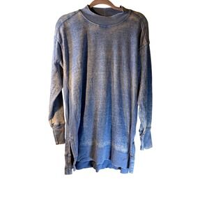 Maurices Washed Blue Tie Dye Mock Neck Long Sleeve Tunic Top Sweatshirt Womens